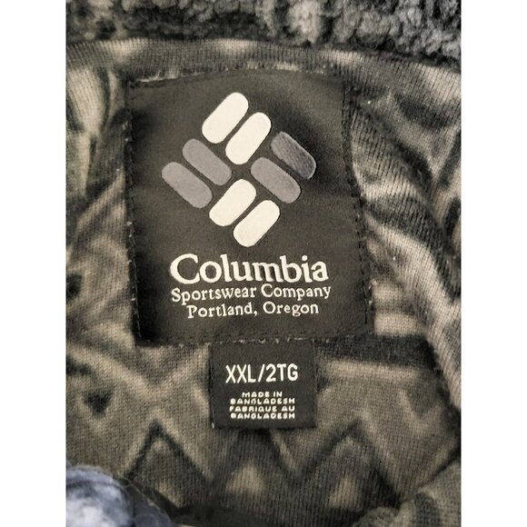 Columbia Helvetia II Fleece Pullover Half Snap Gray Black Pattern XXL - Picture 4 of 4